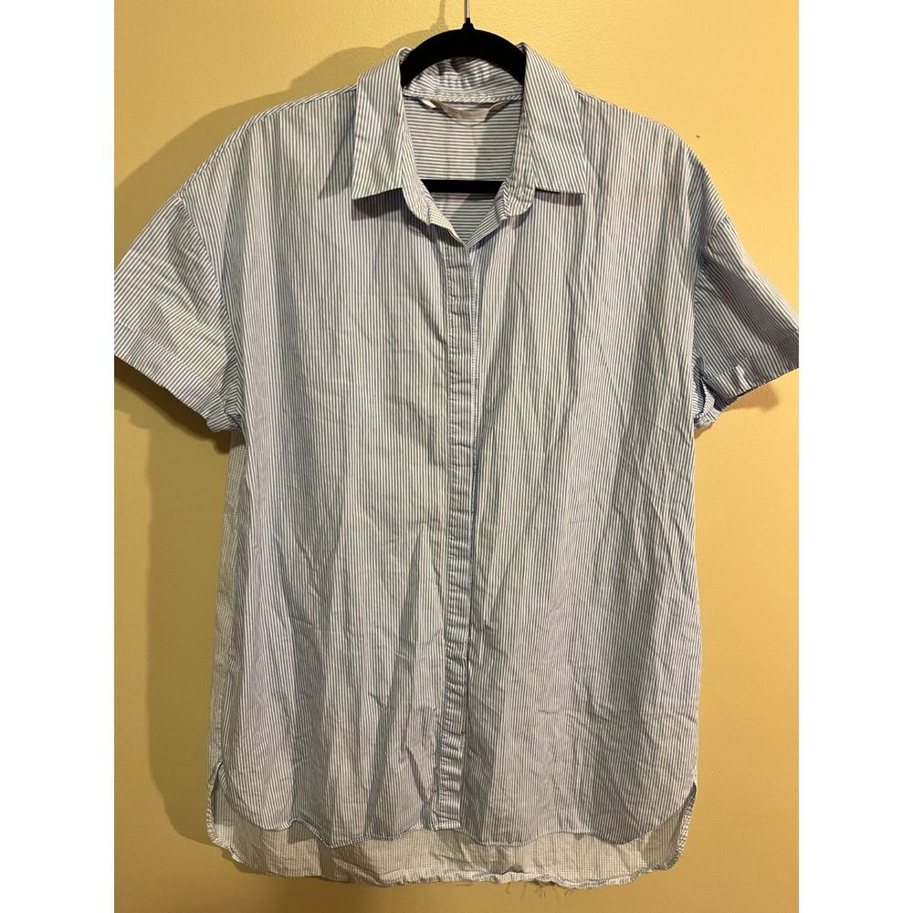 Women's Blue & White Striped Zara Shirtdress Sz L